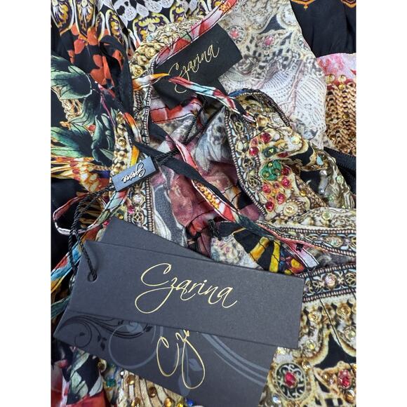 NWT Czarina Crystal Embellished Silk Blend Hi-Low Floral Maxi Dress S - Picture 15 of 16